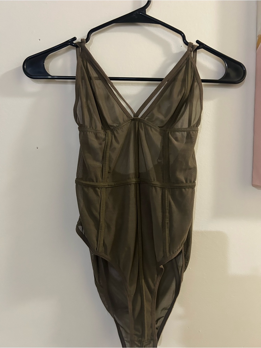 Sheer Olive Green Mesh Bodysuit